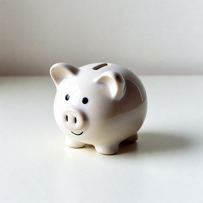 White piggy bank on table