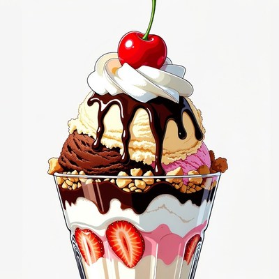 Chocolate Strawberry Sundae with Cherry