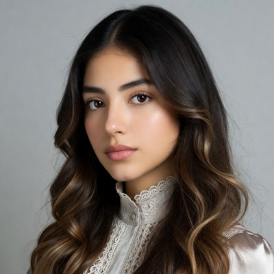 Young woman with long wavy hair