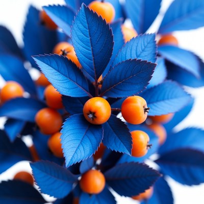 Blue leaves with orange berries