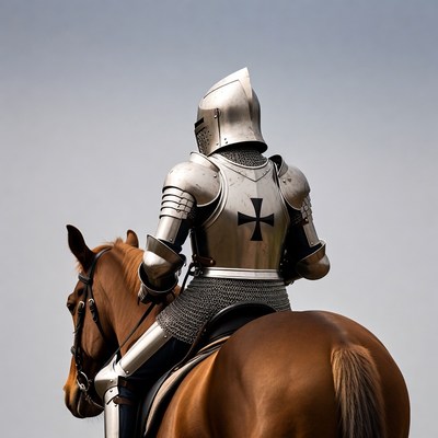 Knight in shining armor on horse