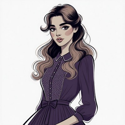 Beautiful woman in purple dress