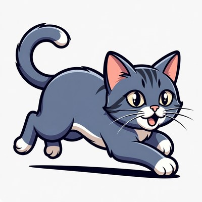 Cartoon Kitten Running Playfully