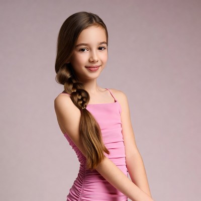 Girl in pink dress with braid