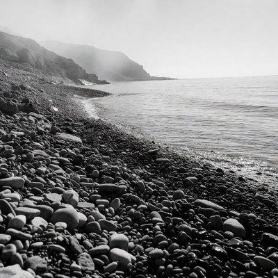 Black and White Pebble Beach Landscape
