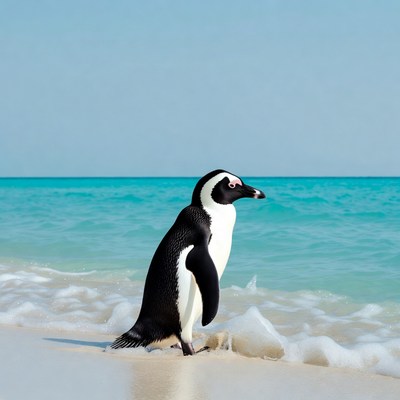 Penguin standing on beach