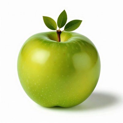 Green apple with leaf