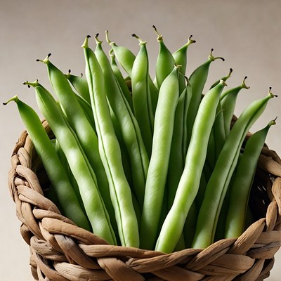 Fresh green beans in basket