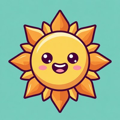 Cute Kawaii Smiling Sun Illustration