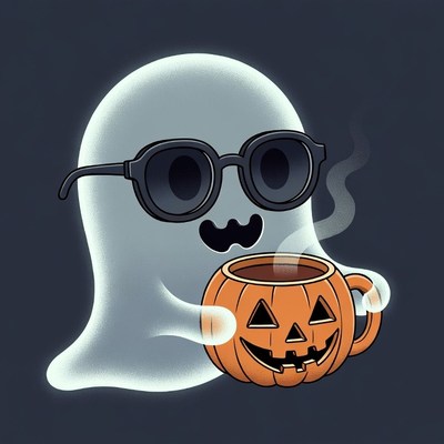 Cool Ghost Holding Pumpkin Coffee Mug