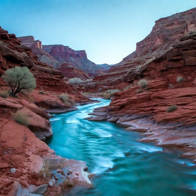 River Flowing Through Red Rock Canyon