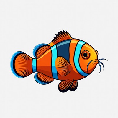 Cartoon Clownfish on White Background