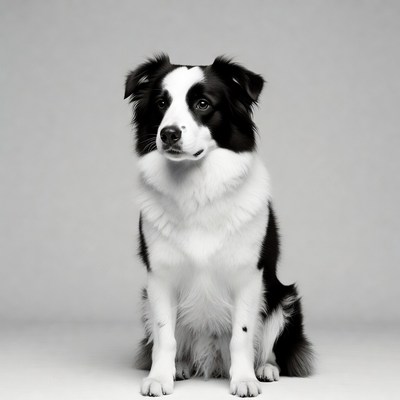 Black and white Border Collie sitting