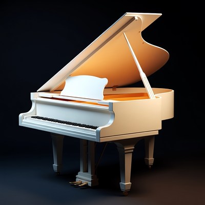 White Grand Piano Open Lid