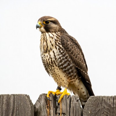 Peregrine Falcon on Wooden Fence