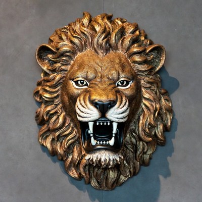 Roaring Lion Head Wall Sculpture