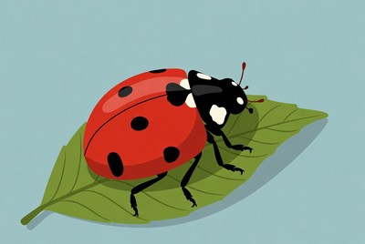 Ladybug on green leaf