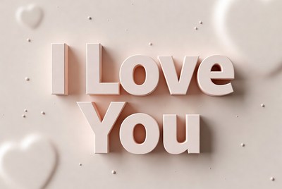 3D Pink I Love You Text