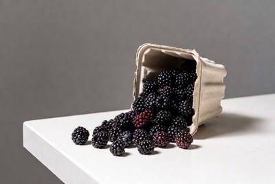 Blackberries in cardboard basket