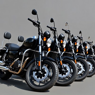 Row of Black Motorcycles