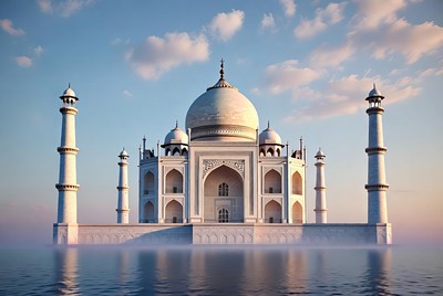 Taj Mahal floating on water