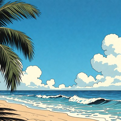 Tropical beach with palm trees