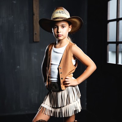 Girl in cowboy hat and vest