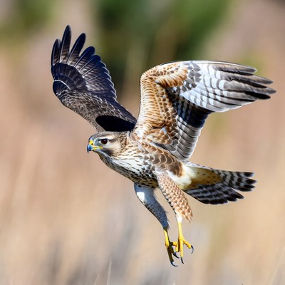 Red-tailed Hawk Flying in Flight