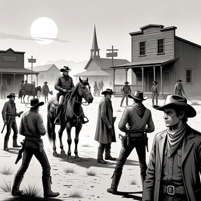 Cowboys in Old West Town