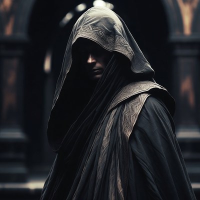 Man in hooded cloak