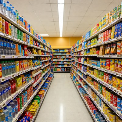 Grocery Store Aisle with Products
