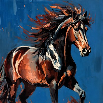 Bay horse with flowing mane