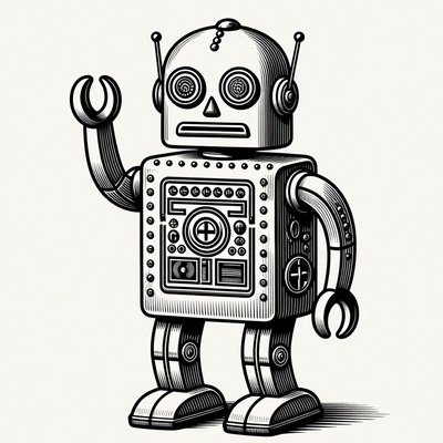 Waving Retro Robot Illustration