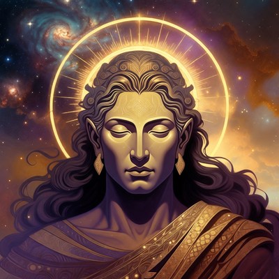 Cosmic Golden Halo Deity Portrait