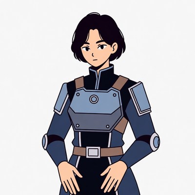 Anime girl in blue armor