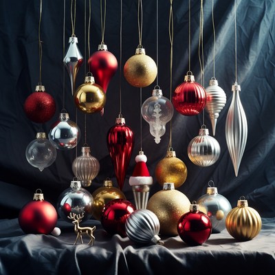 Colorful Christmas Ornaments Hanging