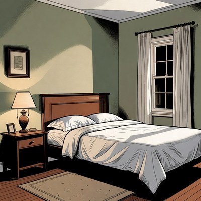 Cozy Bedroom with Bed and Lamp