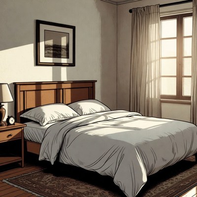 Cozy Empty Bedroom with Bed