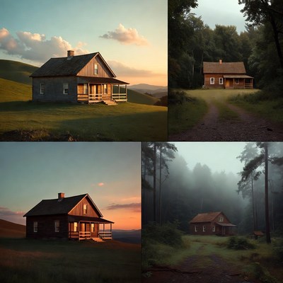 Four Rustic Cabins in Scenic Landscapes
