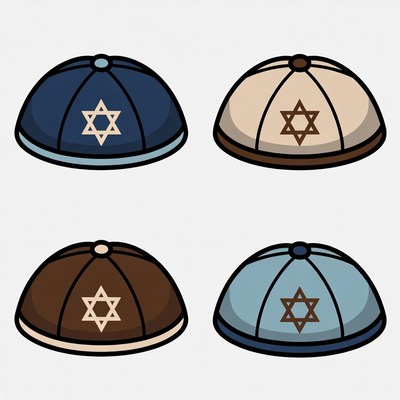 Four Kippahs with Star of David