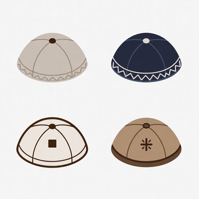 Four Kippah Clipart Designs