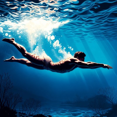 Man swimming underwater