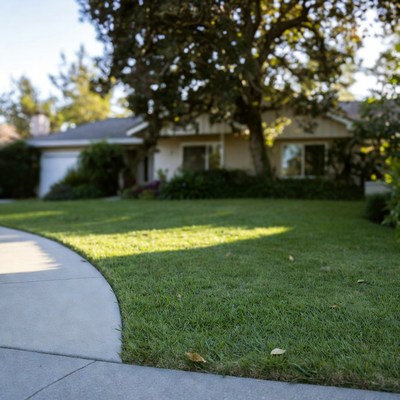 Suburban House with Curved Driveway