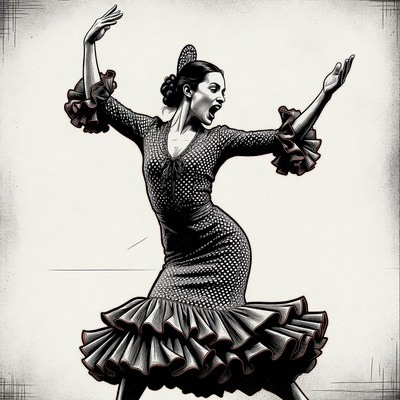 Flamenco dancer in dynamic pose