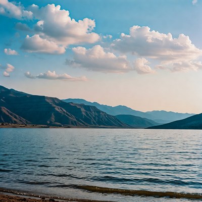 Lake with Mountains and Clouds