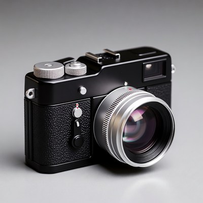 Black Vintage Rangefinder Camera