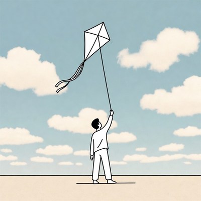 Boy flying kite in sky