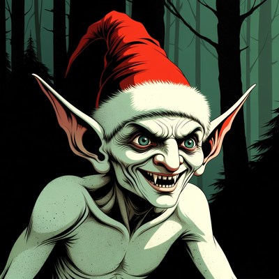 Evil Elf in Santa Hat Forest