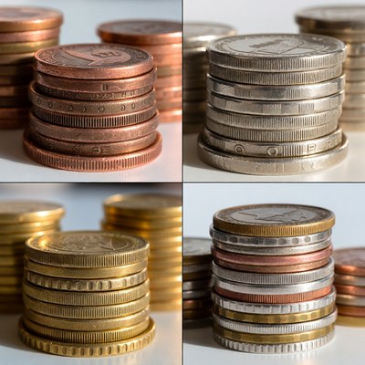 Stacked Euro Coins Various Denominations