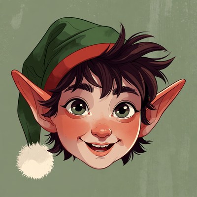 Smiling elf boy with green hat